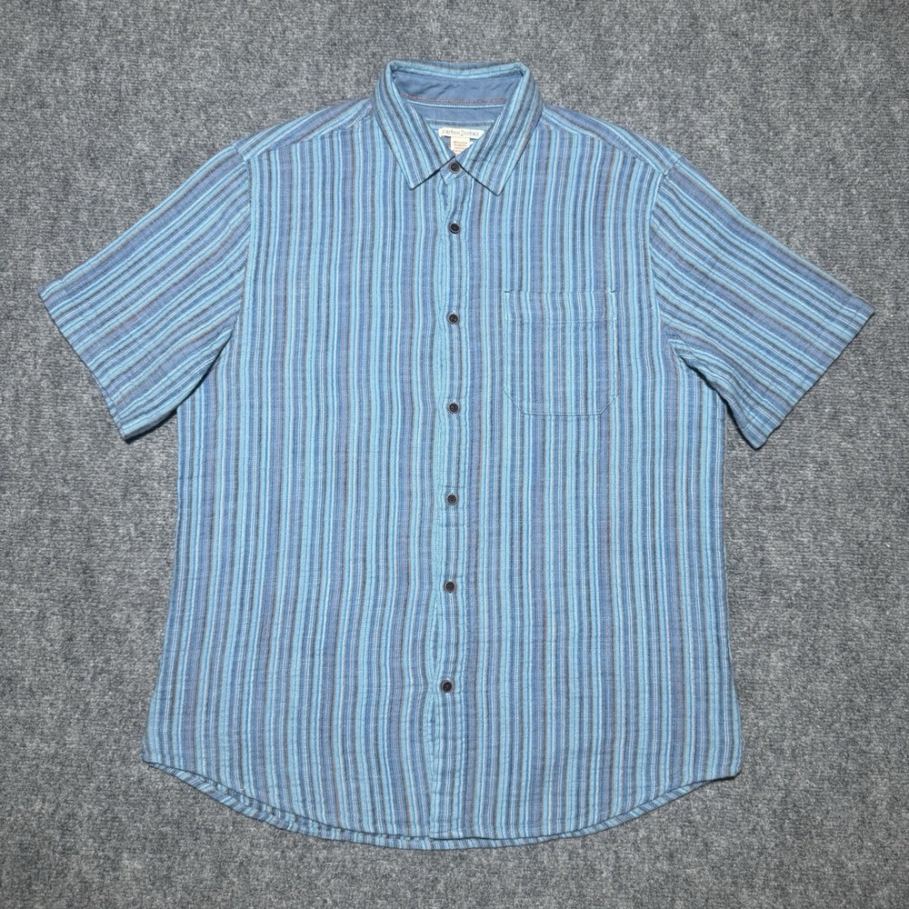 Carbon 2 Cobalt Acoustic Jacquard Effortlessly Cool Men M Blue Button Up Shirt